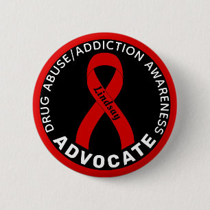 Drogensuchtbewusstsein Advocate Ribbon Black Button