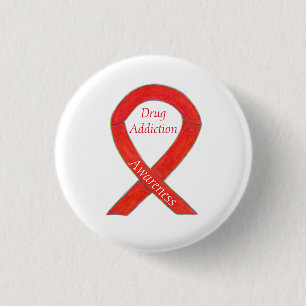 Drogensuchtbewusstsein Red Ribbon Custom Button