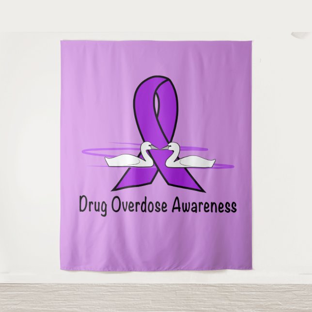 Drogenüberdosis-Bewusstsein mit Schwänen und Band Wandteppich (Vorderseite)