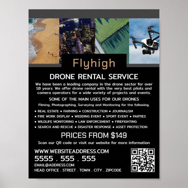 Drohne Collage Banner, Drone Rental Company Poster (Vorne)