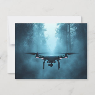 Drohne in der Foggy Forest Flat Holiday Card Feiertagskarte