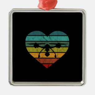Drohne in Retro-Vintage-Sonnenuntergangs-Herz Ornament Aus Metall