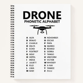 Drohne NATO-Telefonalphabet – Weißer Graph Notizbuch