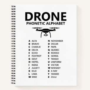 Drohne NATO-Telefonalphabet – Weißer Graph Notizbuch