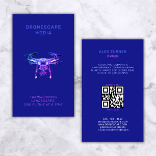 Drohne Pilot Fotografie QR Code Modernes Schwarz Visitenkarte