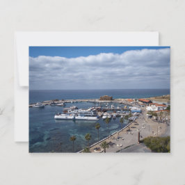 Drohnenansicht von Paphos Hafen und Schloss Postkarte