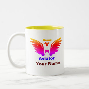 Drohnenaviator Zweifarbige Tasse