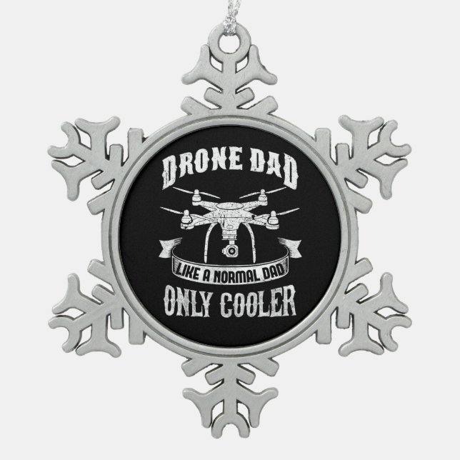 Drohnenpilot Cooler Vater Multirotor-Quadcopter Schneeflocken Zinn-Ornament (Vorderseite)