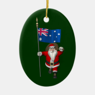 Droll Santa Claus mit Flagge Australiens Keramik Ornament