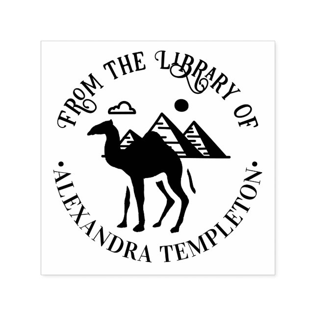 Dromedary Camel Silhouette Pyramids Library Book Permastempel (Design)