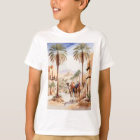 Dromedary Kamel und das Wüstendorf Al Jazee