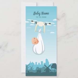 Drone Baby Birth Announcement