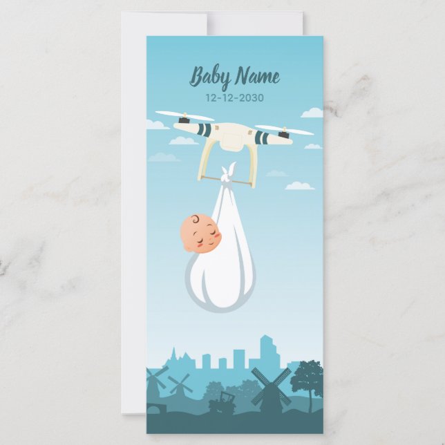 Drone Baby Birth Announcement (Vorderseite)