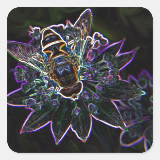Drone Blume Glow Quadratischer Aufkleber