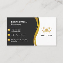 Drone Business Cards Gold Black