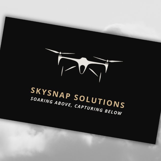 Drone Business UAV Pilot Modernes Schwarzes Gold Visitenkarte (Von Creator hochgeladen)