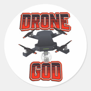 Drone God Logo Runder Aufkleber