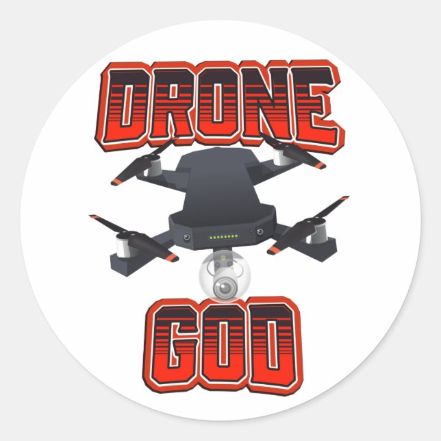 Drone-Gott-Logo Runder Aufkleber (Vorderseite)