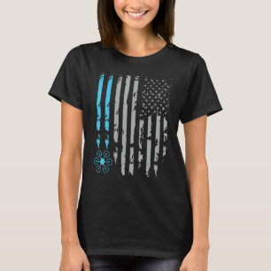 Drone Racing Quadcopter Pilot US American Flag Di T-Shirt