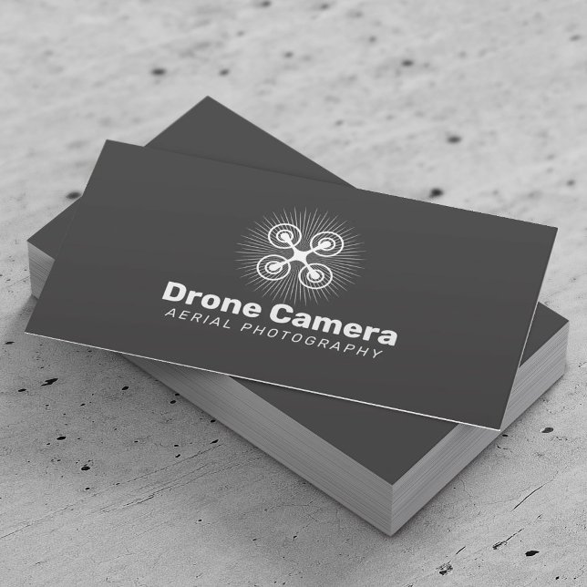 Drone Service Aerial Fotografie Elegant Dunkelgrau Visitenkarte (Von Creator hochgeladen)