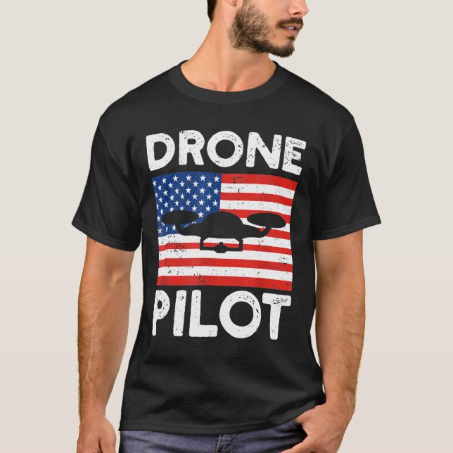 Drones Drone Pilots Usa Flag T-Shirt (Vorderseite)