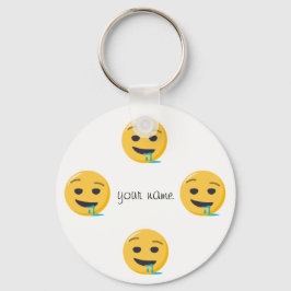 Drool Emoji Face und '' Ihr Name hier " Schlüsselanhänger