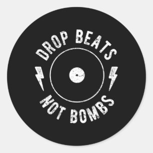 Drop Beats nicht Bomben Anti-War Edm Py Dj Runder Aufkleber
