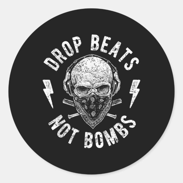 Drop Beats nicht Bomben DJ gegen Krieg für Frieden Runder Aufkleber (Vorderseite)