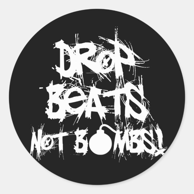 Drop Beats statt Bomben Runder Aufkleber (Vorderseite)