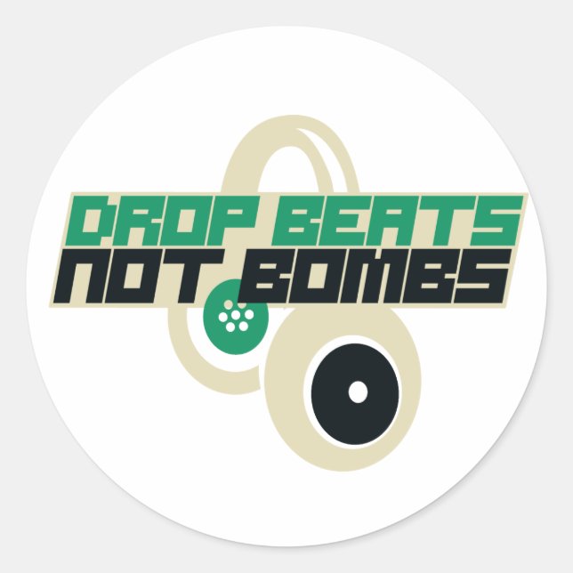 Drop Beats statt Bomben Runder Aufkleber (Vorderseite)