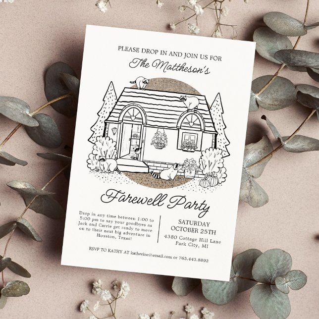 Drop in Funny Raccoon House Farewell Party Einladung (Von Creator hochgeladen)
