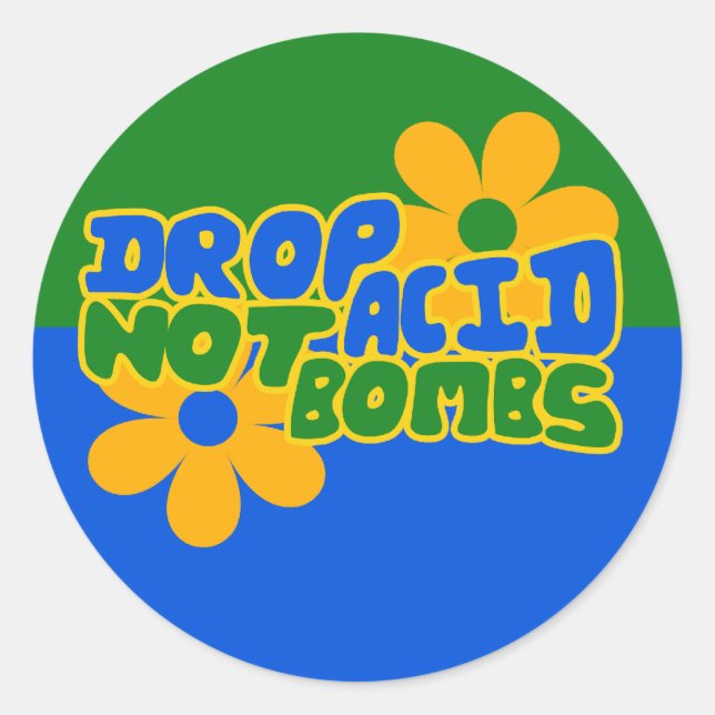 Drop Säure, keine Bomben Runder Aufkleber (Vorderseite)