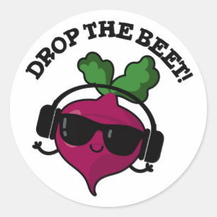 Drop the Beet Funny Music Veggie Pun Runder Aufkleber