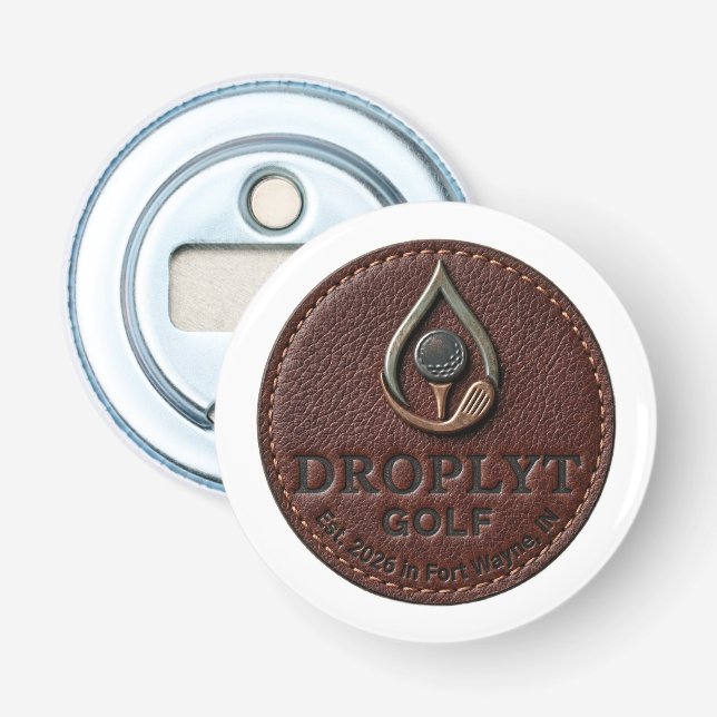 Droplyt Golf Rustic Logo Button Flaschenöffner (Vorderseite)