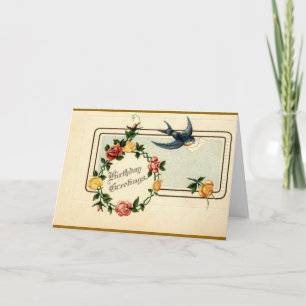 Drossel-Geburtstags-Grüße 1917 Vintag Karte