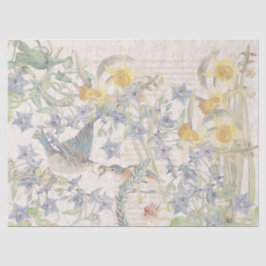 Drossel-Vogel-Narzissen-Blumen-Seidenpapier Seidenpapier