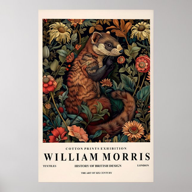 Druck der Botanik Frettchen im Stil von William Mo Poster (Vorne)