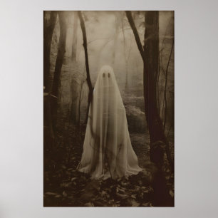 Druck der Geisterfotografie des Waldes Dunkel Poster