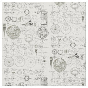Druck des antiken 1728 Astronomiemusters Stoff