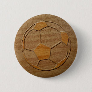Druck des Fußball-Balls aus Holz Button