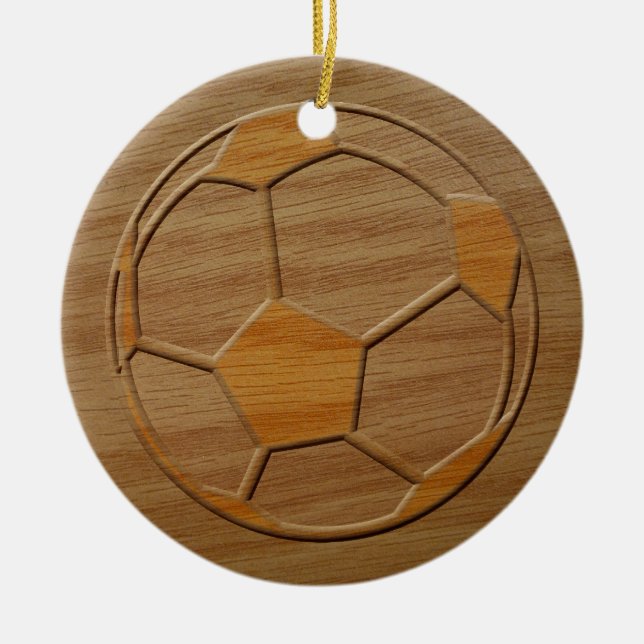 Druck des Fußball-Balls aus Holz Keramik Ornament (Vorne)