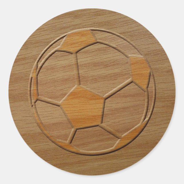 Druck des Fußball-Balls aus Holz Runder Aufkleber (Vorderseite)
