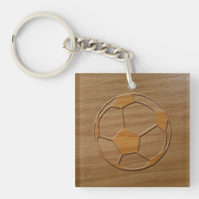 Druck des Fußball-Balls aus Holz Schlüsselanhänger (Vorderseite)