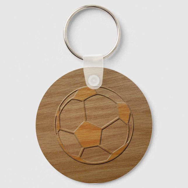 Druck des Fußball-Balls aus Holz Schlüsselanhänger (Vorderseite)