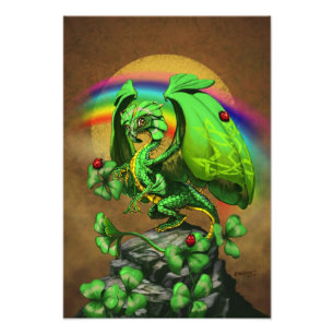 Druck des Glück-Klee-Drache-13x19