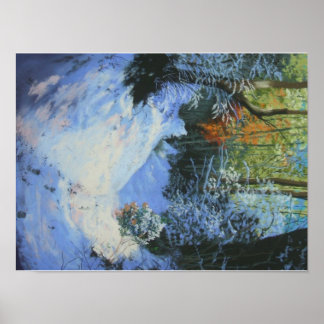 Druck des schneebedeckten Moorlandweges Poster