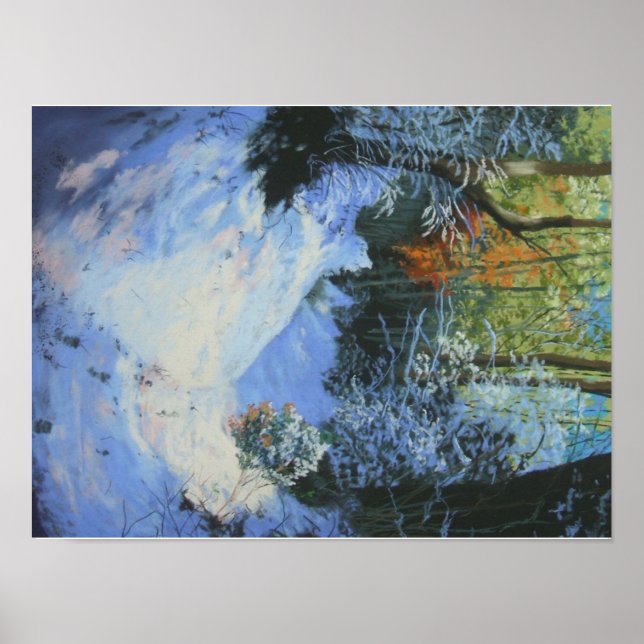 Druck des schneebedeckten Moorlandweges Poster (Vorne)