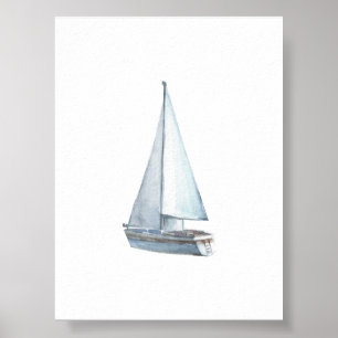 Druck des Segelbootes in Aquarellen Poster