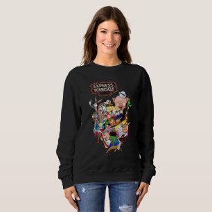 Drück dich selbst Retro-Cartoon-Mashup-Cozy-Sweats Sweatshirt