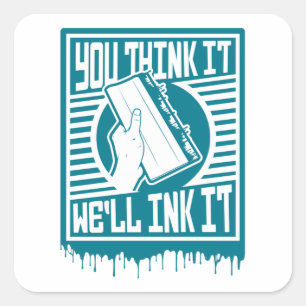 Druck-Druckkopf-Tintenzeichnung Quadratischer Aufkleber